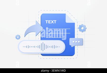 Speech to text conversion with voice transcription and automated document creation. Transform audio recordings into editable content and streamline documentation workflows vector illustration. Stock Vector