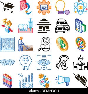 Collection of business, technology and abstract line icons Stock Vector