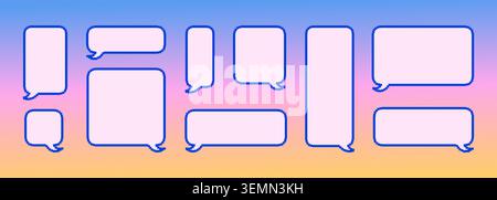 Set of retro text boxes. Game style for vintage chat balloon. Collection of digital message. Cute vector illustration for hello bubble Stock Vector
