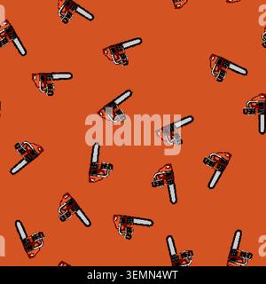 seamless pattern climber chainsaw cartoon vector Stock Vector