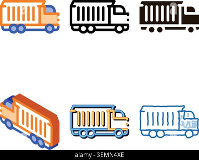 agricultural styles cargo truck vector thin line icon Stock Vector