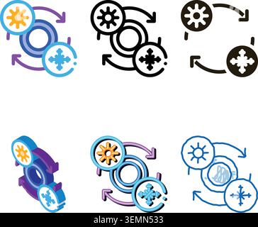 replacing summer tires multipack with winter tires icon vector outline Stock Vector