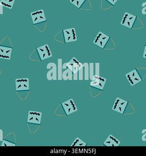 seamless pattern trick halloween bucket cartoon vector Stock Vector