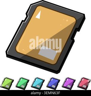 capacity sd card cartoon vector graphic Stock Vector