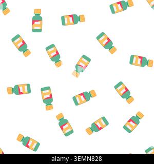 pattern care vitamin capsule cartoon vector Stock Vector