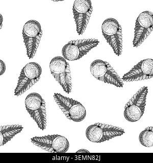 seamless pattern berry amla sketch hand drawn Stock Vector