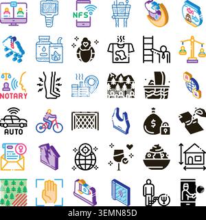 Collection of various modern industry related icons Stock Vector