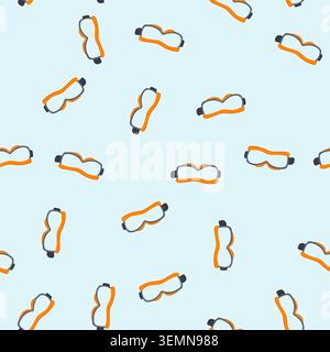 seamless pattern work safety goggles cartoon vector Stock Vector