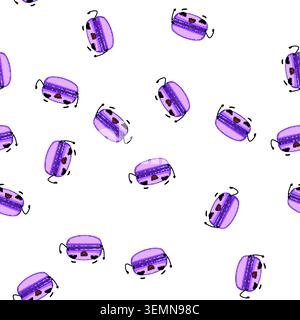 pattern dessert macaron character cartoon vector Stock Vector