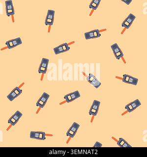 seamless pattern technology walkie talkie cartoon vector Stock Vector