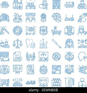 Business and healthcare concept doodle icons collection Stock Vector