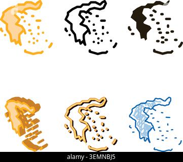greece on the map icon vector outline variety Stock Vector
