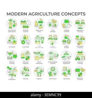 Modern agriculture multi color concept icons Stock Vector