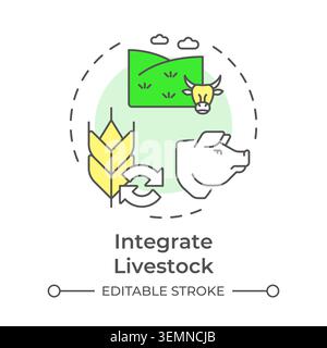 Integrate livestock multi color concept icon Stock Vector