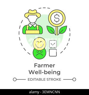 Farmer wellbeing multi color concept icon Stock Vector