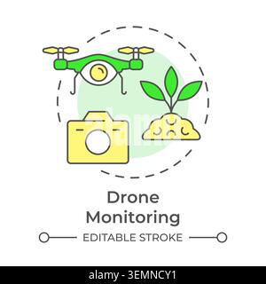 Drone monitoring multi color concept icon Stock Vector