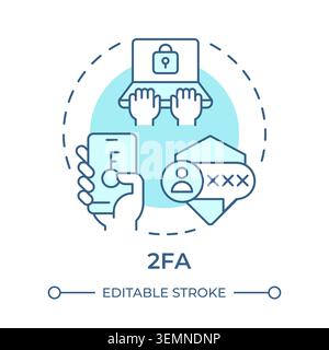 2FA soft blue concept icon Stock Vector