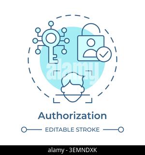 Authorization soft blue concept icon Stock Vector