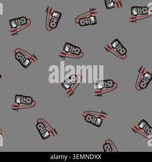 seamless pattern Electrical voltage tester tool measuring power current Stock Vector