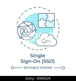 Single sign on soft blue concept icon Stock Vector