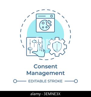 Consent management soft blue concept icon Stock Vector