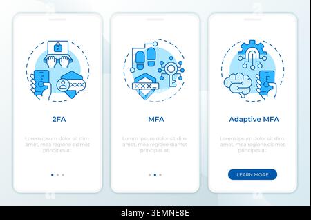 Assessing iam system classifications blue onboarding mobile app screen Stock Vector