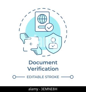 Document verification soft blue concept icon Stock Vector