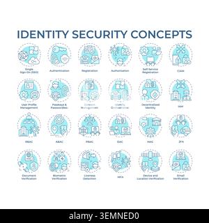 Identity security soft blue concept icons Stock Vector