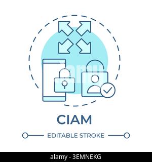 CIAM soft blue concept icon Stock Vector