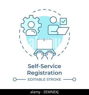 Self service registration soft blue concept icon Stock Vector