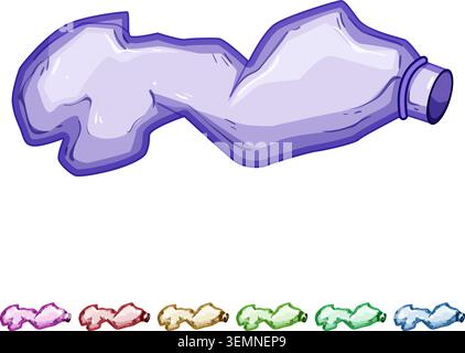 blue crumpled plastic bottle cartoon vector graphic Stock Vector
