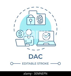 DAC soft blue concept icon Stock Vector