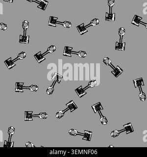seamless pattern Piston with connecting rod for engine mechanism Stock Vector