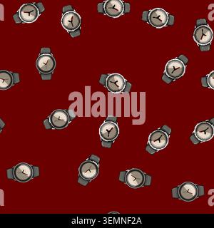 seamless pattern wrist smart watch cartoon vector Stock Vector