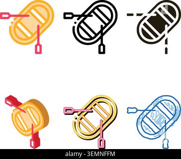 inflatable boat with oars icon vector modern outline Stock Vector