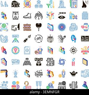 Various business and lifestyle isometric glyph icons collection Stock Vector