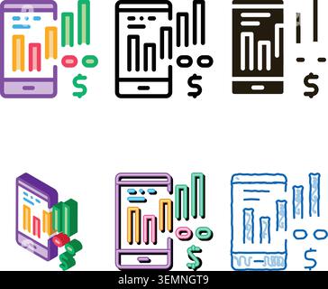 promotion chart on phone icon styles vector outline Stock Vector