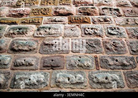 Stone pavement texture, granite cobblestoned pavement background Stock Photo