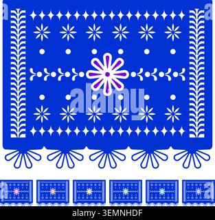 Papel picado banner with traditional mexican celebration design Stock Vector