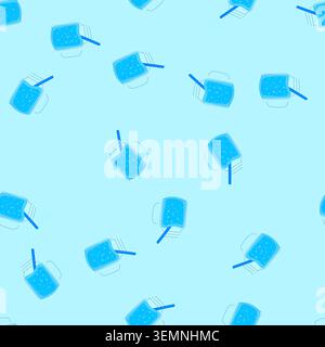 seamless pattern refreshing water with straw in glass jar Stock Vector