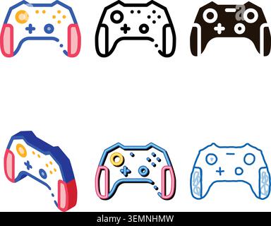 interactive concepts kids video games gamepad vector icon Stock Vector