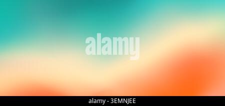 Vivid teal orange pastel gradient background. Soft, atmospheric panorama with seamless color blending. Vibrant teal gradually transitions into warm orange. Backdrop for website headers or social media Stock Vector