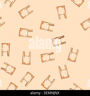 seamless pattern pollution plastic shopping bag cartoon vector Stock Vector