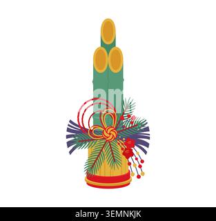 Kadomatsu (Japanese pine and bamboo decoration) illustration for