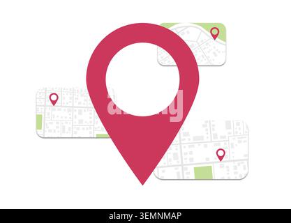 Navigation pin. Location with GPS map app. Vector illustration on white background Stock Vector
