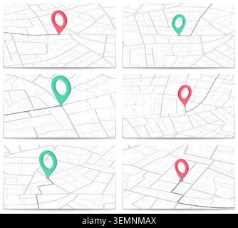 Set of backdrops map. Abstract background. View from above. Navigate mapping technology for distance data. Editable vector illustration Stock Vector