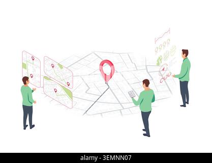 Tracking delivery, package on smartphone app. Delivery point validation, delivery driver app, independent courier concept. Vector illustration on Stock Vector