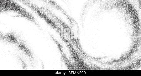 Black halftone dot waves on white background. Vector realistic illustration of abstract shapes, stipple gradient pattern, grainy texture, grunge paint spray effect, liquid spot texture, dotwork fluid Stock Vector