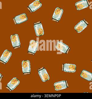 seamless pattern growth coin jar cartoon vector Stock Vector