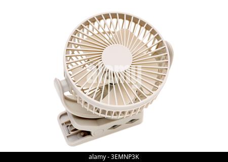 rechargeable portable small fan isolated on a white background Stock Photo